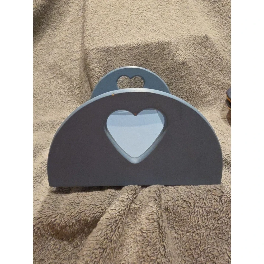 Vintage Shelf Or Doll Bed Heart Cutout Country Blue‎ Cottagecore Grandmacore